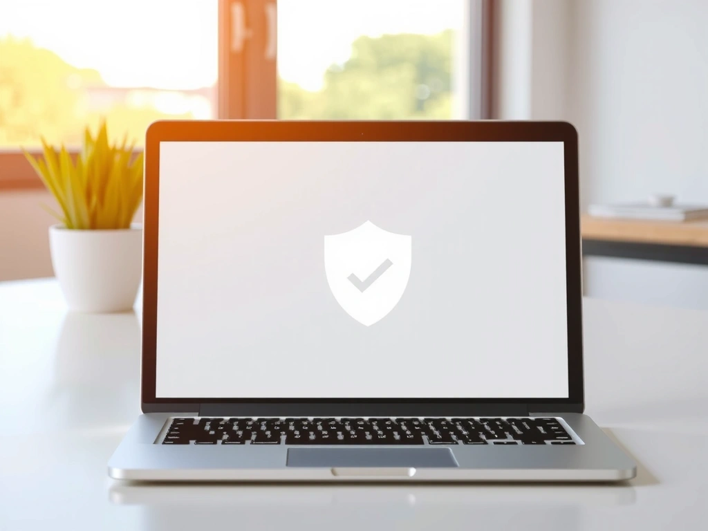 Ikona ochrony danych na ekranie laptopa